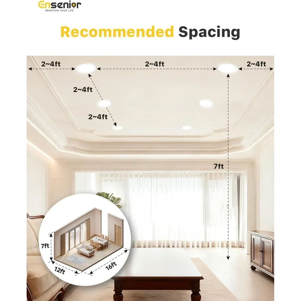 6 Pack Ensenior 4 Inch LED Ceiling Recessed Lights Dimmable‎ 5CCT 750LM 9W